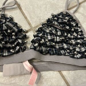 Victoria's Secret Plaid Bells ruffle bralette and bow panty set Medium Large NWT